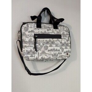 Parfois Laptop Bag Paris Monuments Print Black White Soft Side School Work